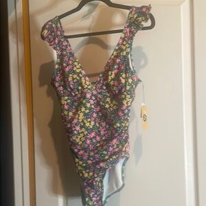 Target Pink and Yellow Floral One Piece Swimsuit